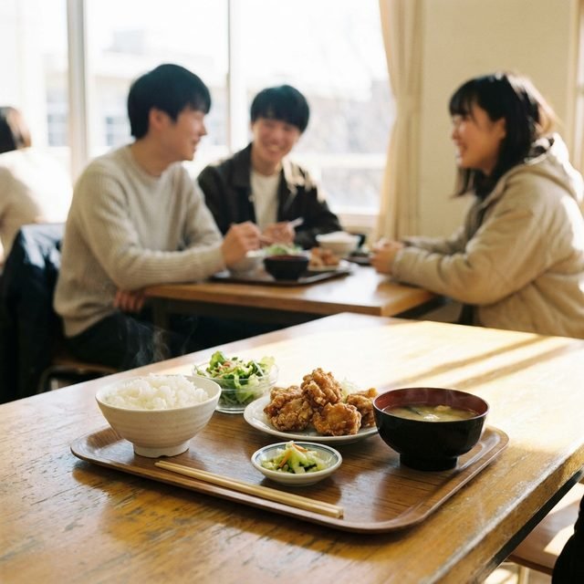 食堂の定食トレー(AI生成イメージ)
