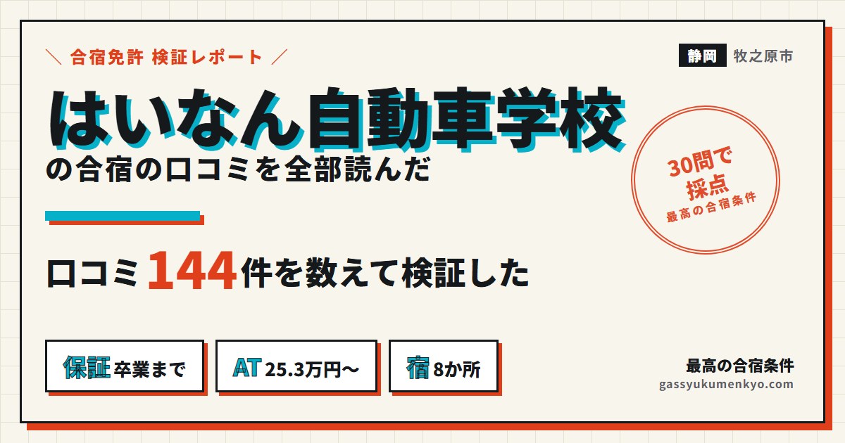 はいなん自動車学校の合宿の口コミを全部読んだ