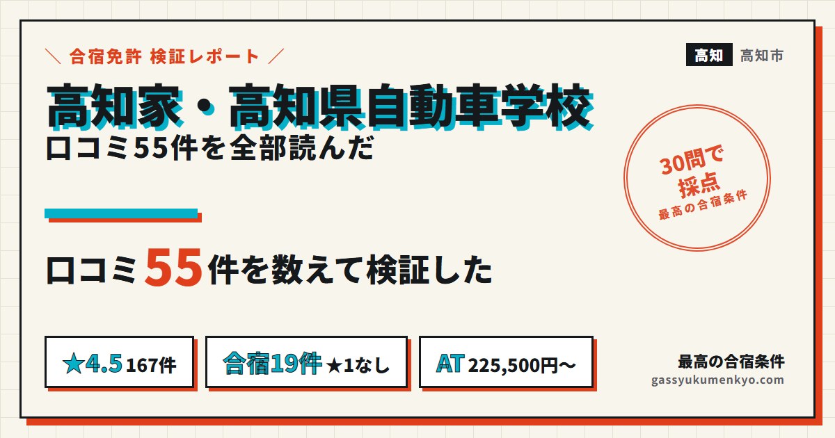 高知家・高知県自動車学校 口コミ55件を全部読んだ