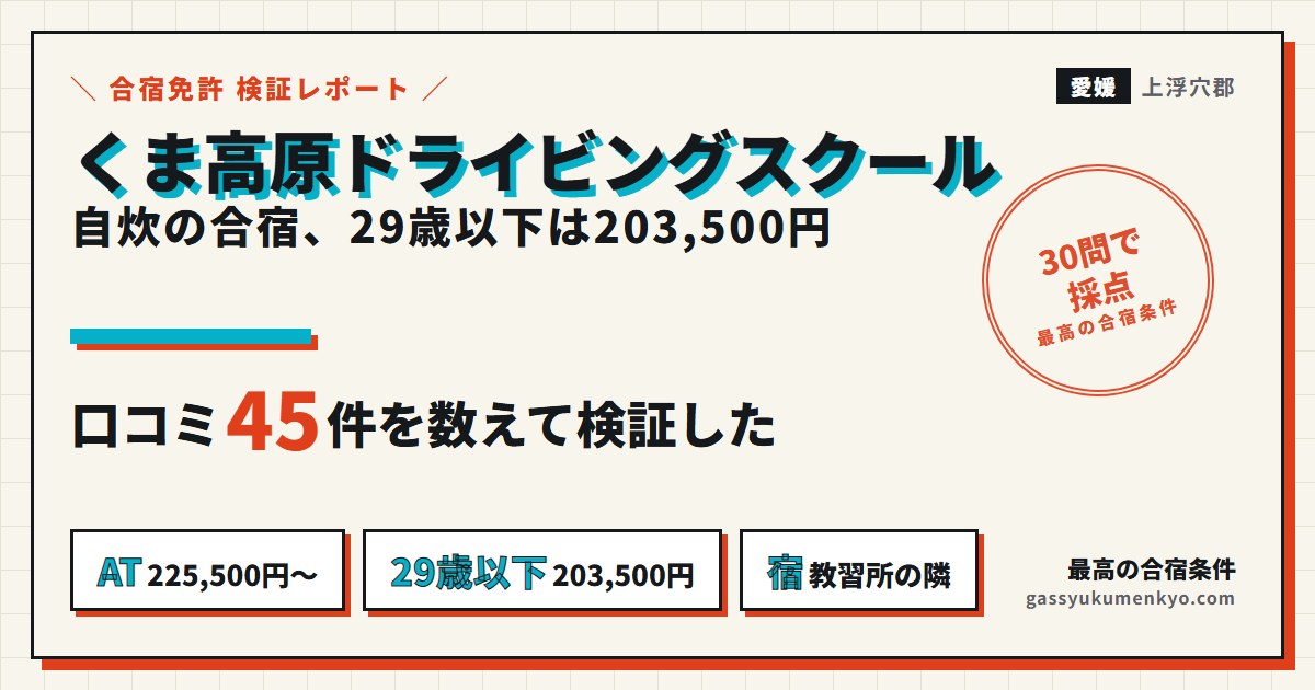 くま高原ドライビングスクールの合宿 検証レポート