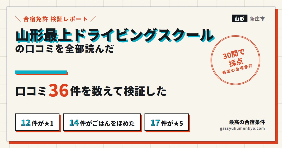 山形最上ドライビングスクールの口コミを全部読んだ
