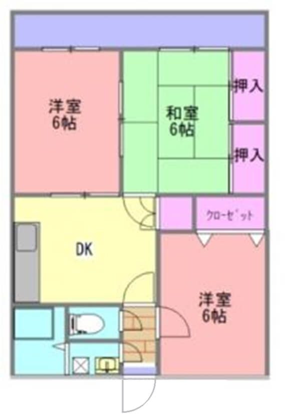 タテイシマンションの3DKの間取り