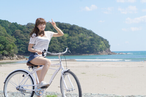 徳島かいふ自動車学校の貸し自転車のビーチクルーザー