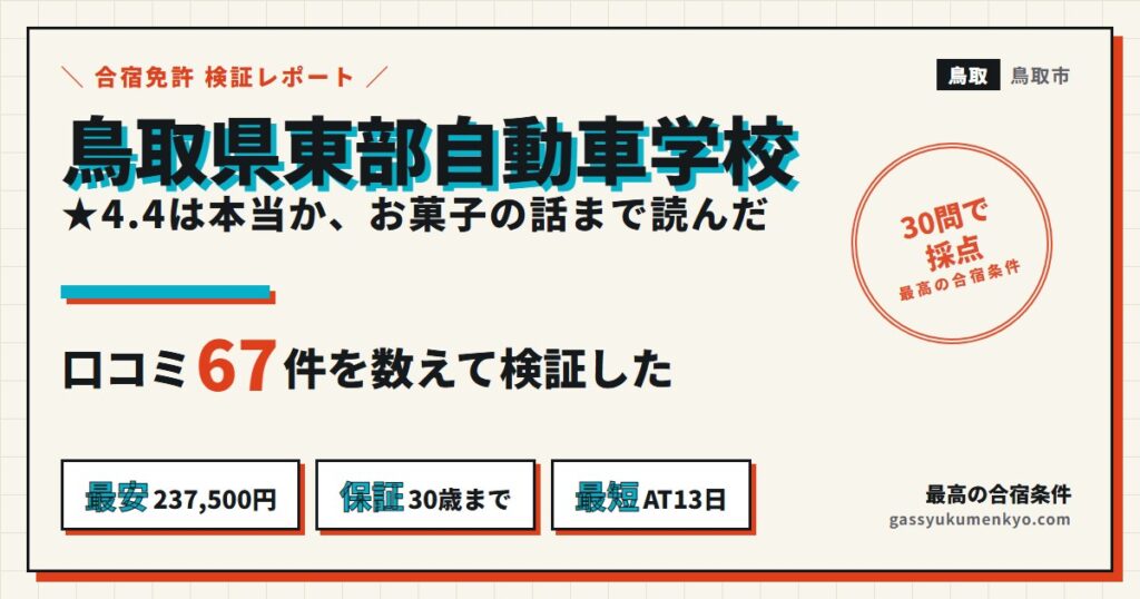 鳥取県東部自動車学校のレビュー67件を検証したアイキャッチ