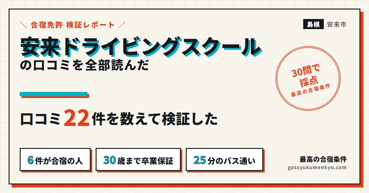 安来ドライビングスクールの口コミ22件を数えて検証したレポートのアイキャッチ